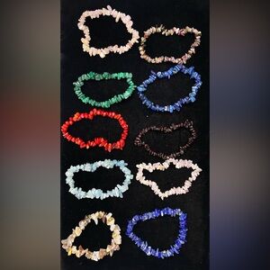 Assorted Gemstone Chip Bracelets Set of 10